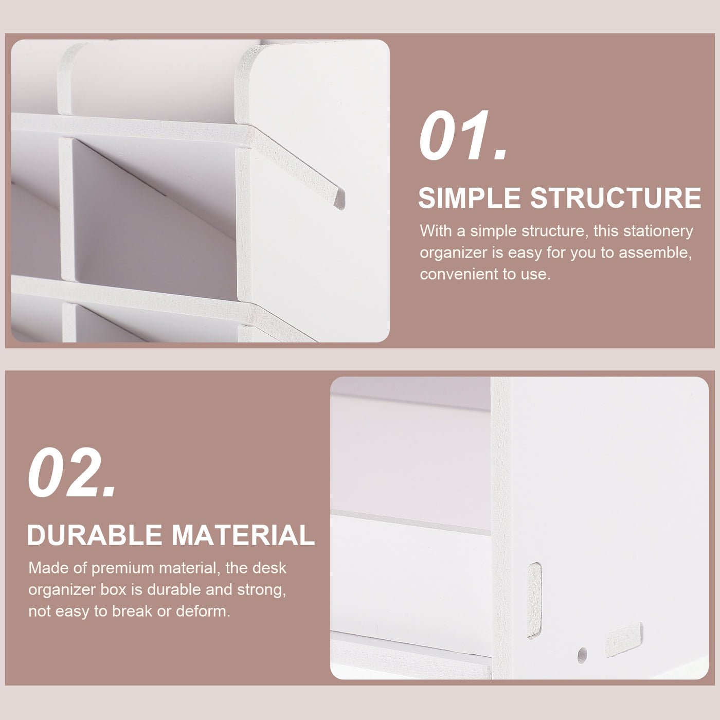 Desktop Storage Box Wood Office Stationery Organizer