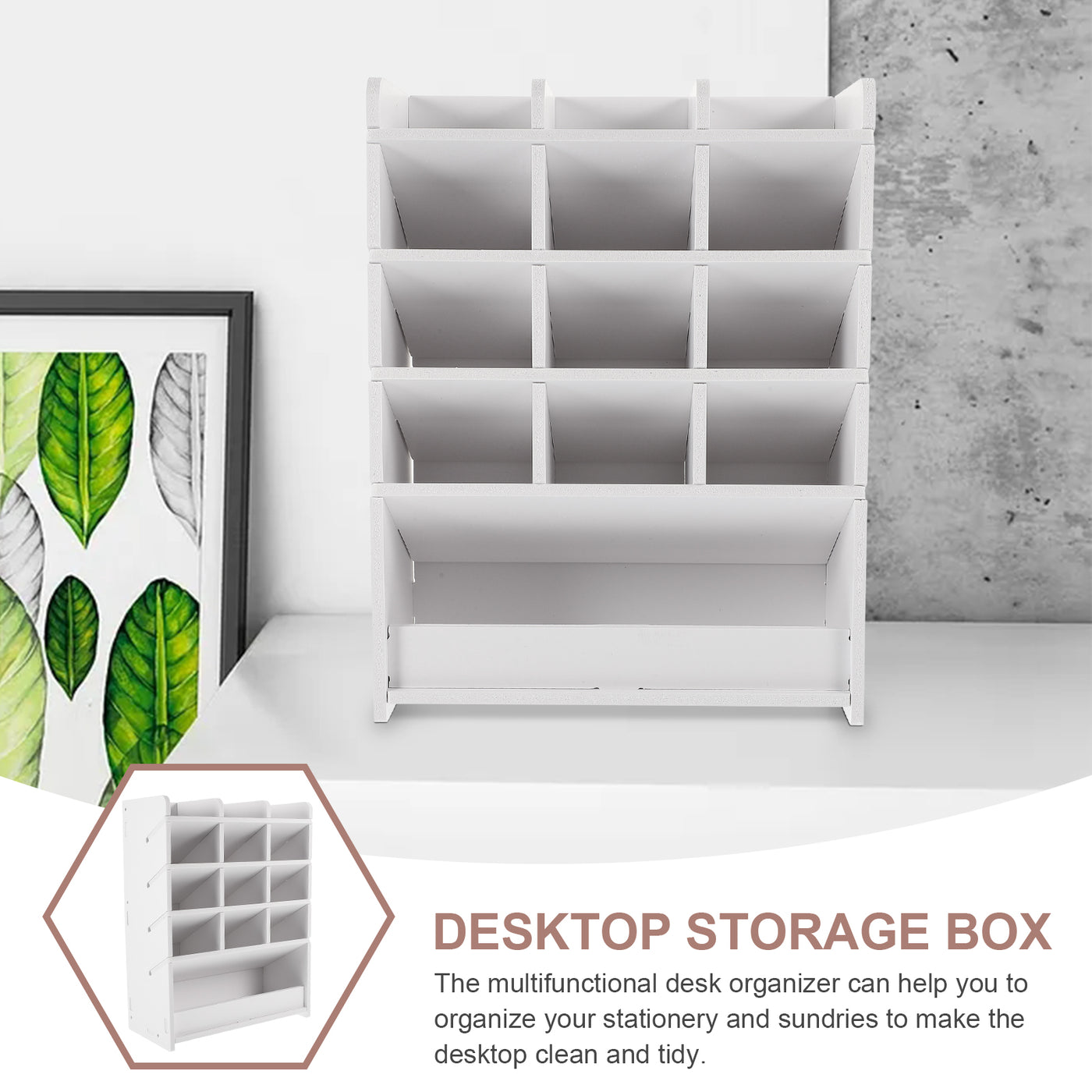 Desktop Storage Box Wood Office Stationery Organizer