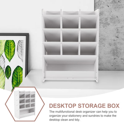 Desktop Storage Box Wood Office Stationery Organizer