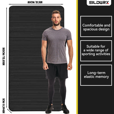 Widen by 80 cm Extra Thick Non-Slip Yoga Mat - For Pilates, Fitness & Home Workouts High Density Support with Carrying Strap