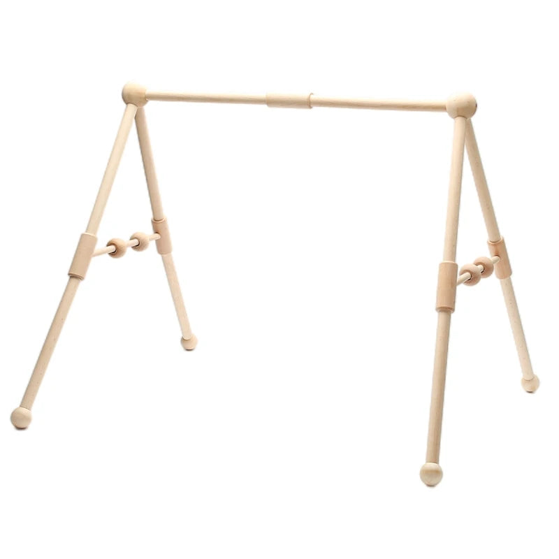 Baby Gym Play Mat - Wooden Activity Frame with Hanging Toys