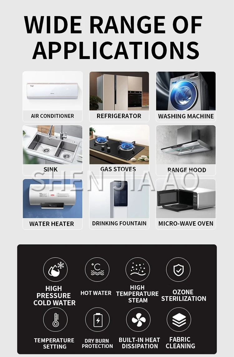 3800W High Pressure And High Temperature Steam Cleaner Household Appliance Pipe Cleaning Air Conditioning And Refrigerator