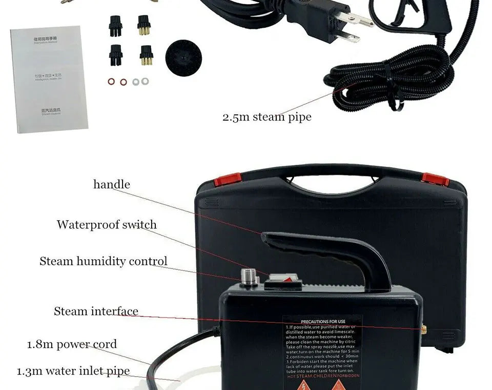 2600W High Temperature Steam Cleaner For Hood Air Conditioner Car Mobile Cleaning Machine Pumping Sterilization Disinfector