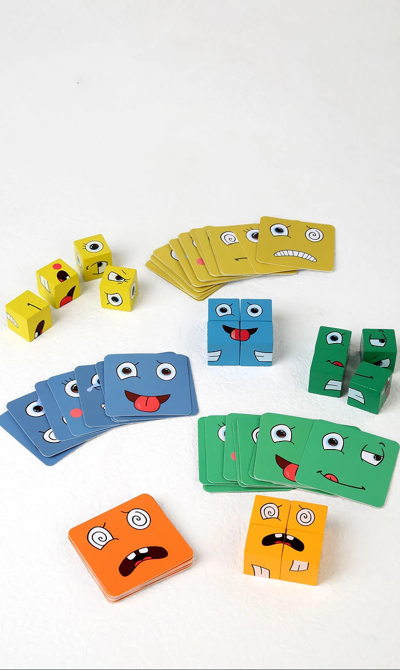 Kids Educational Toys Emotion Change Blocks Expressions Puzzles Children  Cube Games Early Learning Montessori Geometry Face