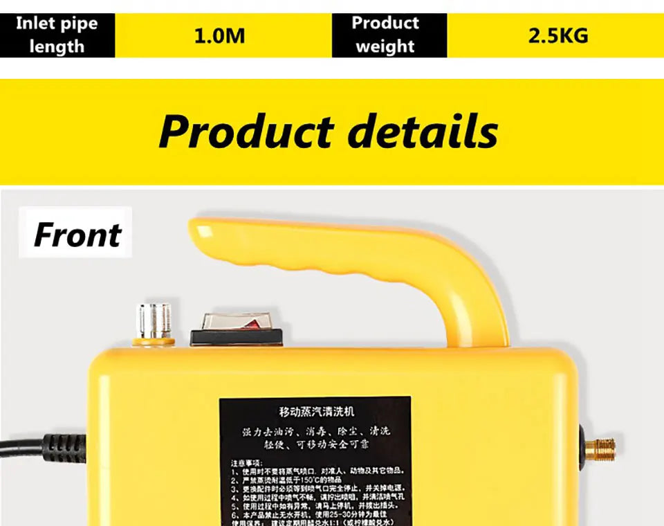 2600W High Temperature Steam Cleaner For Hood Air Conditioner Car Mobile Cleaning Machine Pumping Sterilization Disinfector