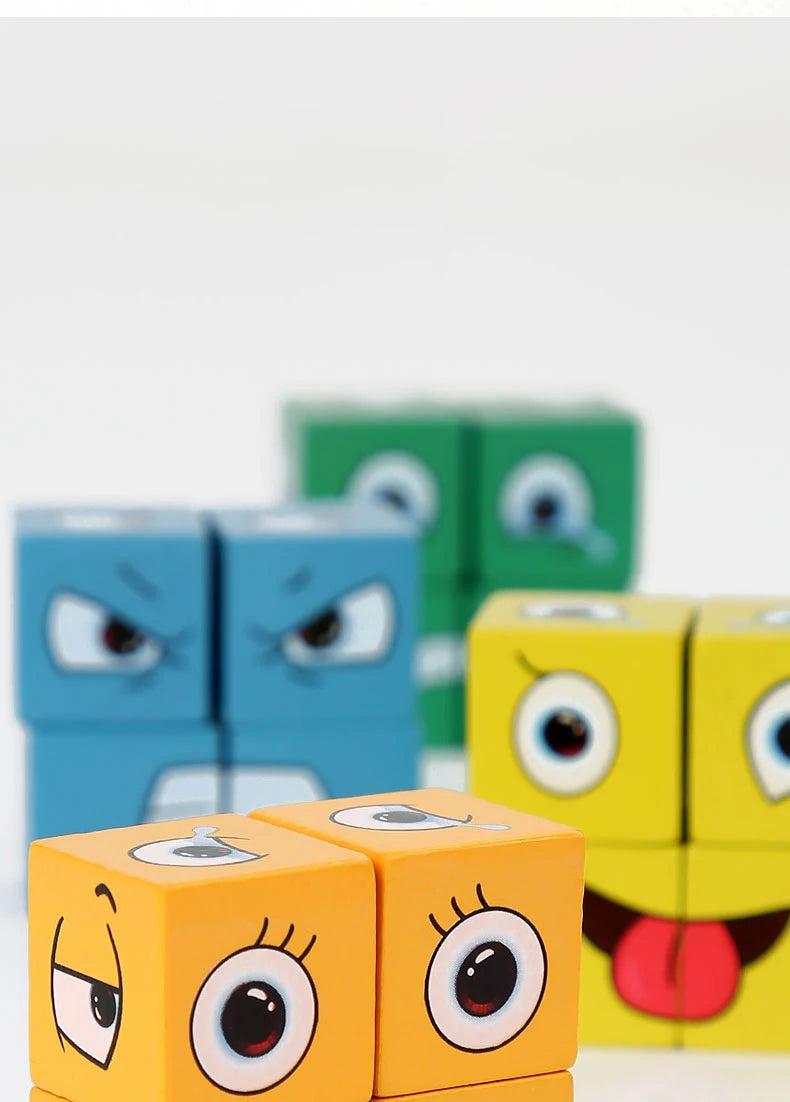 Kids Educational Toys Emotion Change Blocks Expressions Puzzles Children  Cube Games Early Learning Montessori Geometry Face