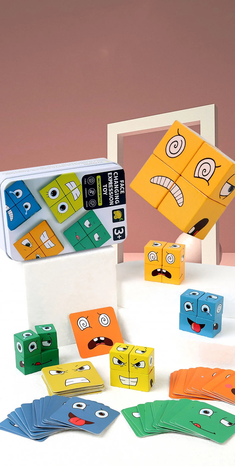 Kids Educational Toys Emotion Change Blocks Expressions Puzzles Children  Cube Games Early Learning Montessori Geometry Face