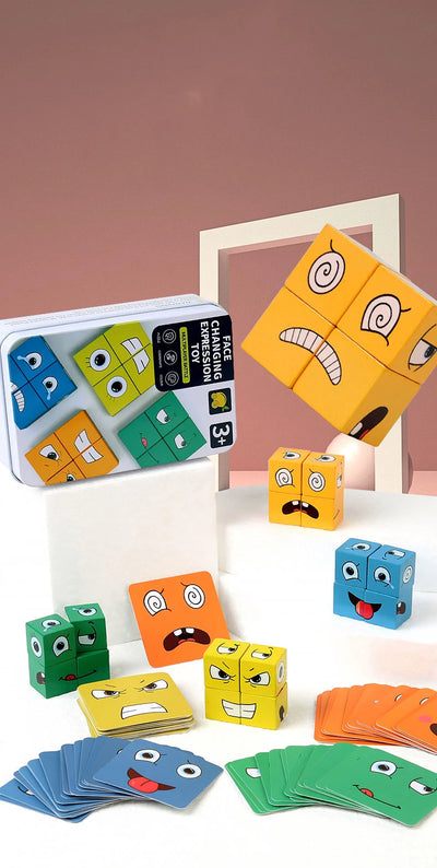 Kids Educational Toys Emotion Change Blocks Expressions Puzzles Children  Cube Games Early Learning Montessori Geometry Face