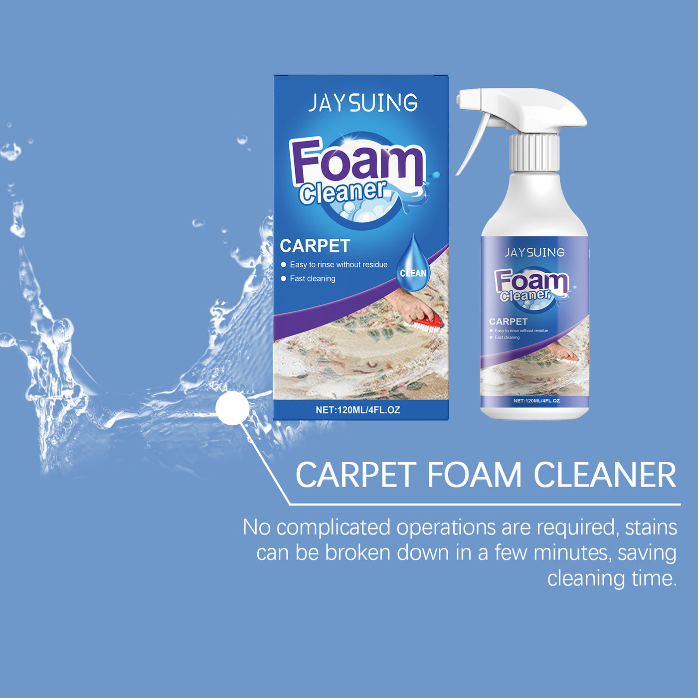 Carpet Foam Cleaner Eliminate Stubborn Stains Odor Remover Carpet Fabric Curtain Multi-functional Cleaning Rug Cleaner Solution