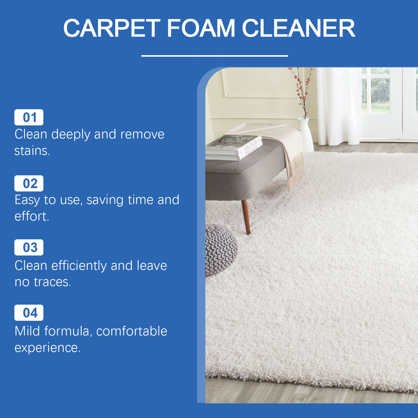 Carpet Foam Cleaner Eliminate Stubborn Stains Odor Remover Carpet Fabric Curtain Multi-functional Cleaning Rug Cleaner Solution