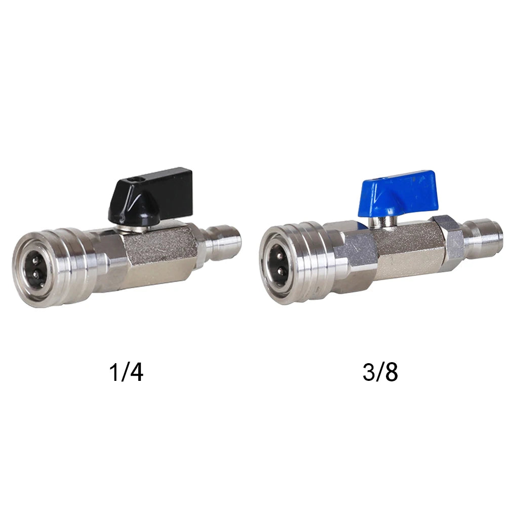 High Pressure Washer Ball Valve Kit with 3/8 Or 1/4 Inch Quick Connector Quick Connect Ball Valve 4500 PSI for Power Washer Hose