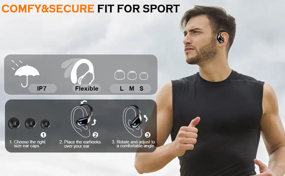 75Hrs Bluetooth 5.3 Earphones IP7 Waterproof Wireless Headphones