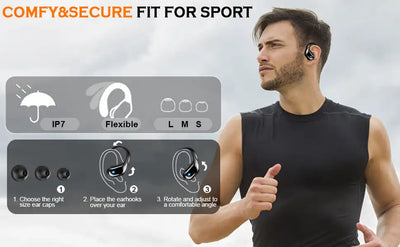 75Hrs Bluetooth 5.3 Earphones IP7 Waterproof Wireless Headphones