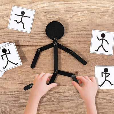 Kids Montessori Toys Wooden Early Learning Educational Puzzles Sporty Pose Jigsaw Improve Hands-on Skill Busy Board Gifts