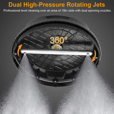 2500 PSI 13 Inch Pressure Washer Surface Ground Floor Cleaner Brush Water Broom for Karcher Lavor Anlu 1/4" Inch Quick Connector