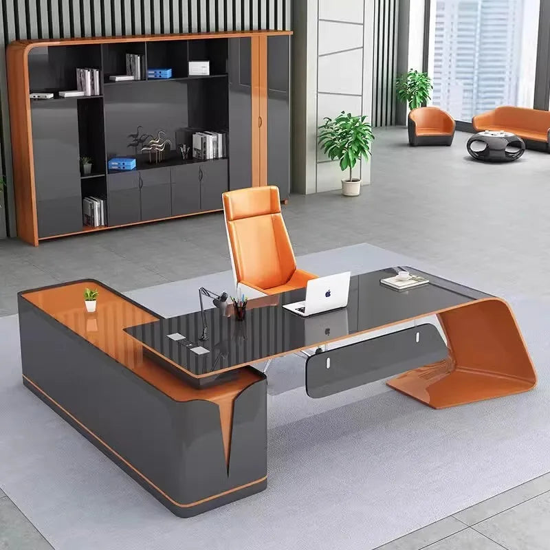 Modern Technology Boss Desk Lacquer Panel Piano Office Furniture Modular President Desk for Business  Luxury Office Furniture  b