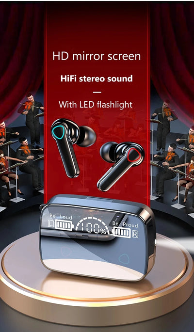 M19 Bluetooth Wireless Headset 5.3 Bluetooth Earphones IPX5 Waterproof Headsets with Mic HiFi Stereo Music Earbuds for All Phone