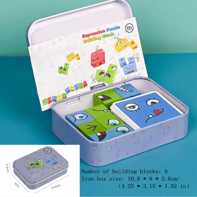 Kids Educational Toys Emotion Change Blocks Expressions Puzzles Children  Cube Games Early Learning Montessori Geometry Face