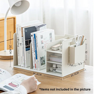 Office Desk Bookelf Desktop Organizer File Book Storage Box Rectangular Plastic Simptic Desktop Storage Box for Office