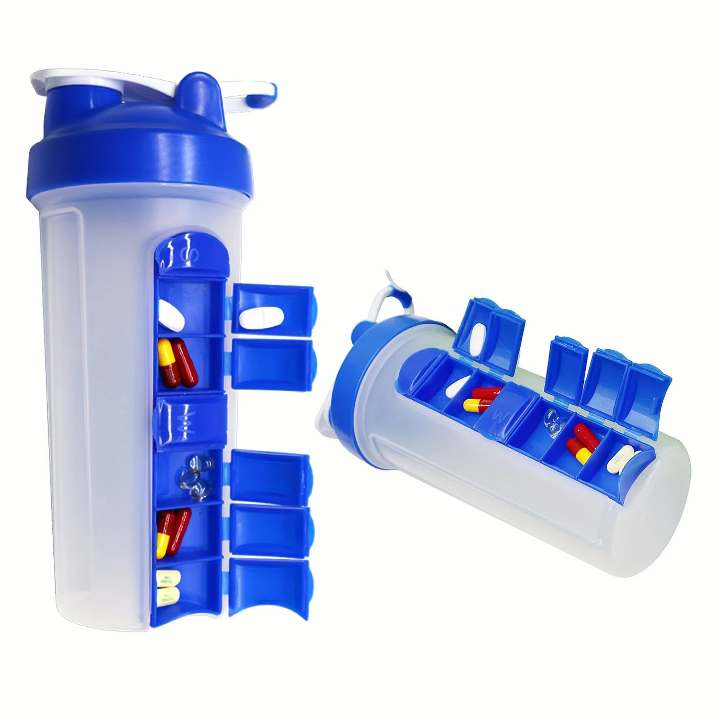 600ml 2-in-1 SmartWater Bottle with Medicine Case Leak Proof Sports Design Outdoor Adventures Fitness Travel Easy Carry Health