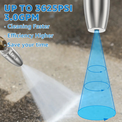Car Wash Accessories Pressure Washer 3625 PSI Max Rotating 360 Pressure Washer Turbo Nozzle With 1/4 Quick Connect Rust Removing