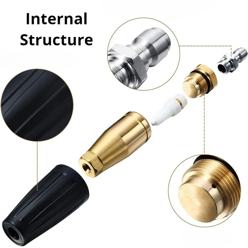 High Pressure Washer Fast Rotating TurboNozzle,1/4 QuickConnect Spray Tip 2.5,3.0,3.5,4.0,4.5 GPM 4000PSI