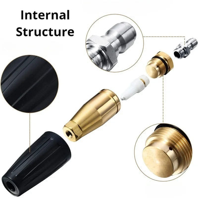 High Pressure Washer Fast Rotating TurboNozzle,1/4 QuickConnect Spray Tip 2.5,3.0,3.5,4.0,4.5 GPM 4000PSI