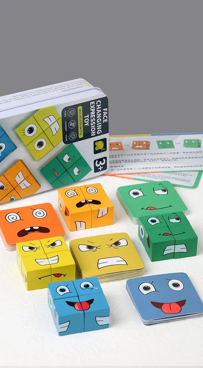 Kids Educational Toys Emotion Change Blocks Expressions Puzzles Children  Cube Games Early Learning Montessori Geometry Face