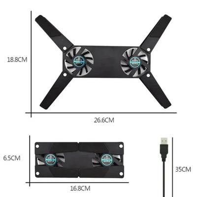 1PCS Air-cooling Laptop Cooler Laptop Cooling Pad USB Powered Cooling Dock Bracket Stand Dual Fan for PC Fan Gaming Accessory