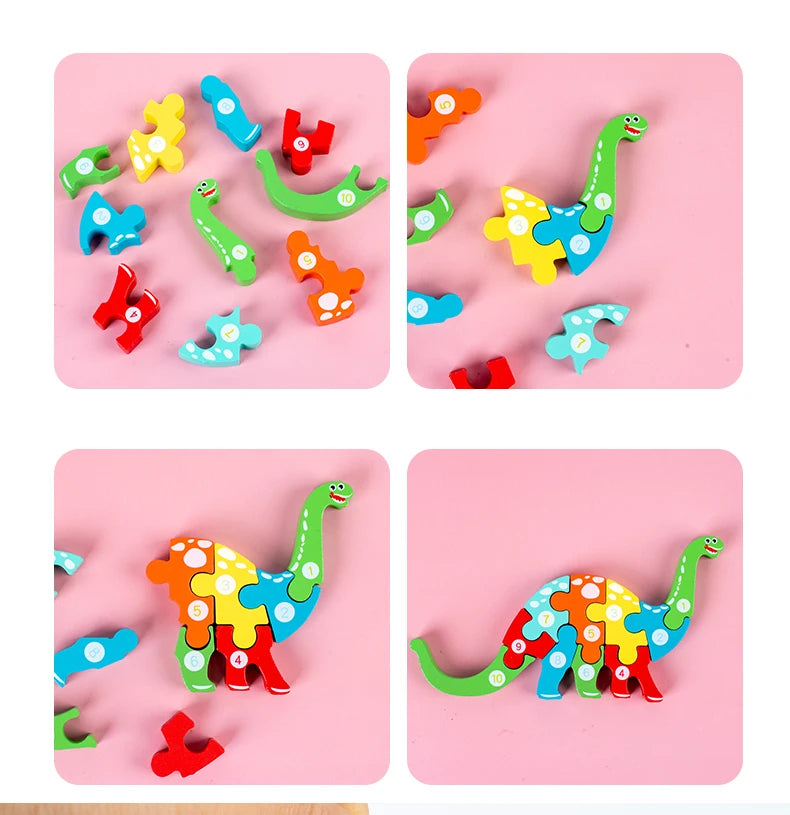 Montessori Wooden Toddler Puzzles for Kids Montessori Toys for Toddlers 2 3 4 Years Old for Toddler Dinosaur Toy