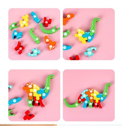 Montessori Wooden Toddler Puzzles for Kids Montessori Toys for Toddlers 2 3 4 Years Old for Toddler Dinosaur Toy