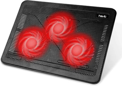 Laptop Cooling Pad, HV-F2056 15.6"-17" Laptop Cooler with 3 Quiet Fans for 12-17 Inch Notebook Gaming Fan Stable Stand Slim