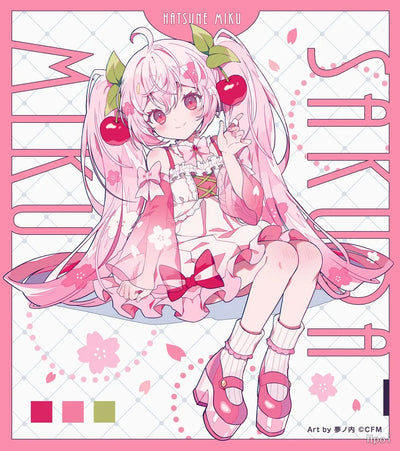 2025 New Sakura Miku Anime Toy Cute Hatsune Miku Pretty Girl Sitting Style Figurine Model Collection Toy Gifts