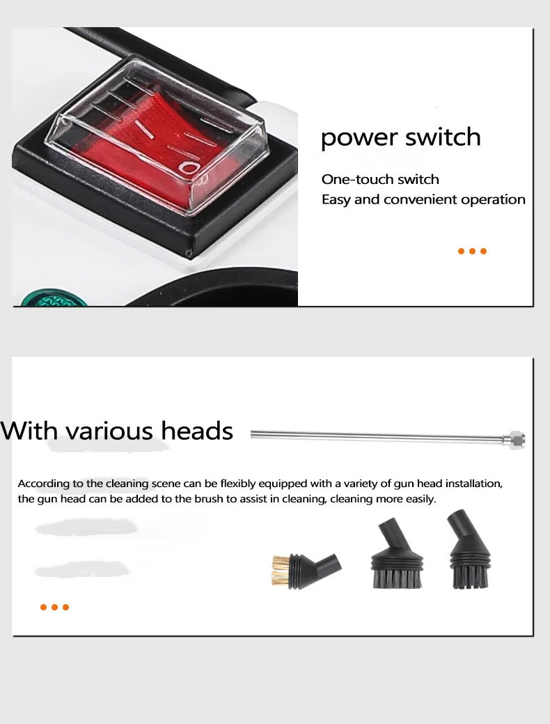 Steam cleaner, 3-level adjustable handle, 15-year heating element, 1.2-liter tank, portable steam cleaner for cleaning with 12 a