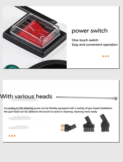 Steam cleaner, 3-level adjustable handle, 15-year heating element, 1.2-liter tank, portable steam cleaner for cleaning with 12 a