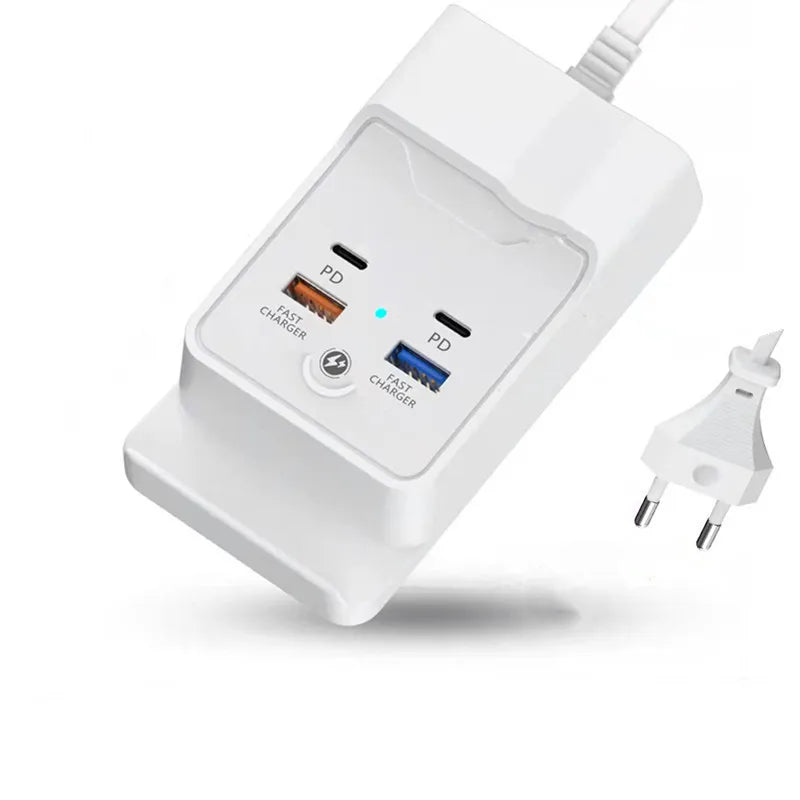 4/10-Ports USB Charging Station50W/10A Multi Port USB C Hub Charger for Cellphone Tablet Multiple Devices Extension Socket