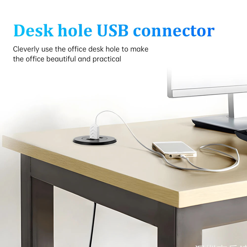 Multi Port USB Desktop Embedded Charger For Mobile Phone 3 In 1 USB HUB Computer Desk One Drag Three Data Line Splitter Charging