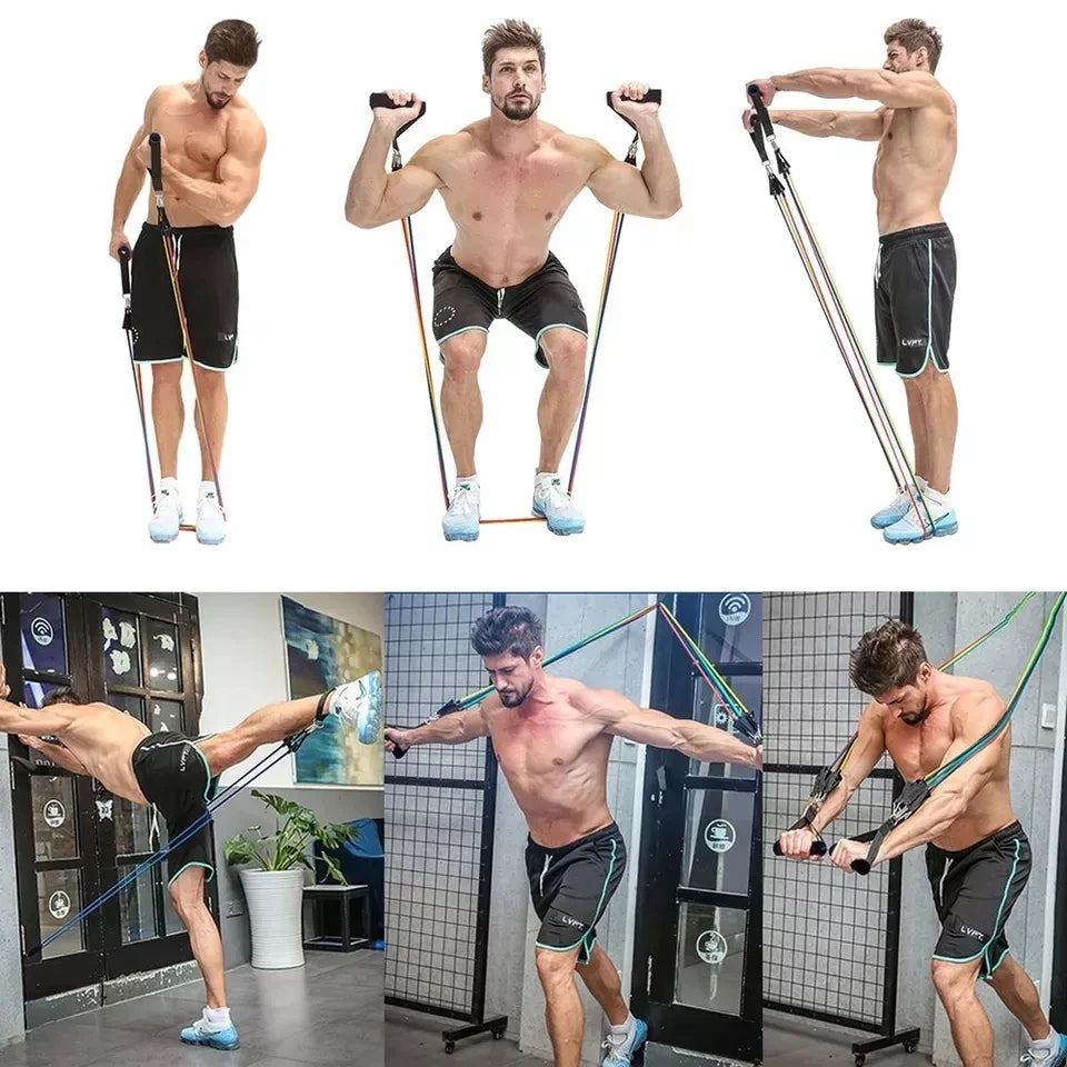 11-Piece Resistance Bands Set - Complete Home Gym Workout Kit