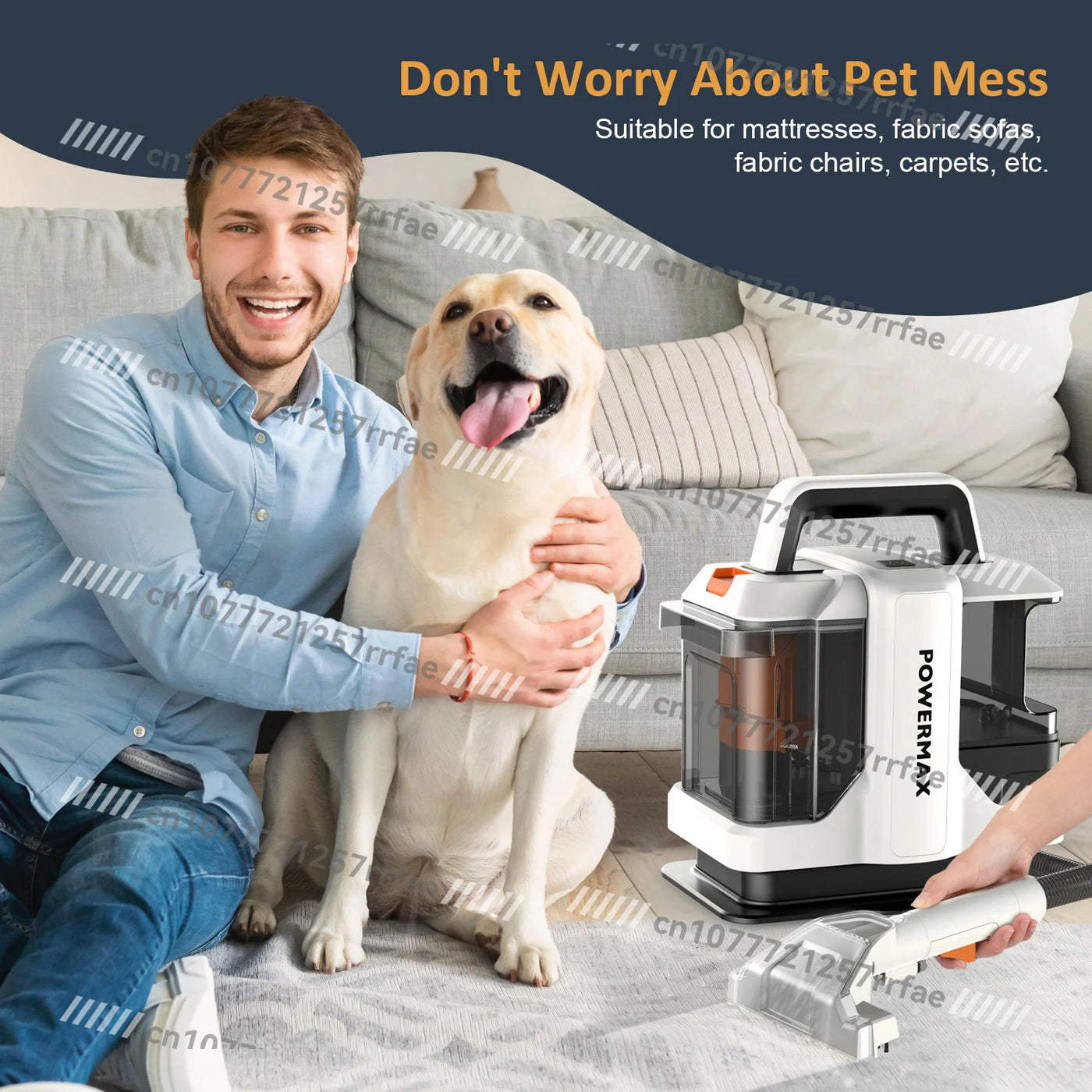 Portable Wet and Dry Vacuum Sofa Carpet Cleaner Household Fabric Washing Interior Overflow Point Cleaner