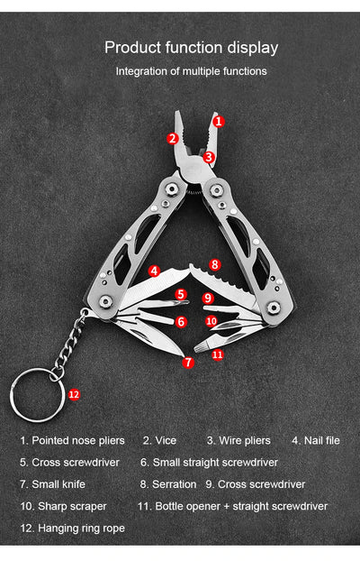 Multifunction Stainless Steel Multi-tool Pocket Knife Pliers Folding Pliers Mini Portable Folding Pliers Folding Blade Knife