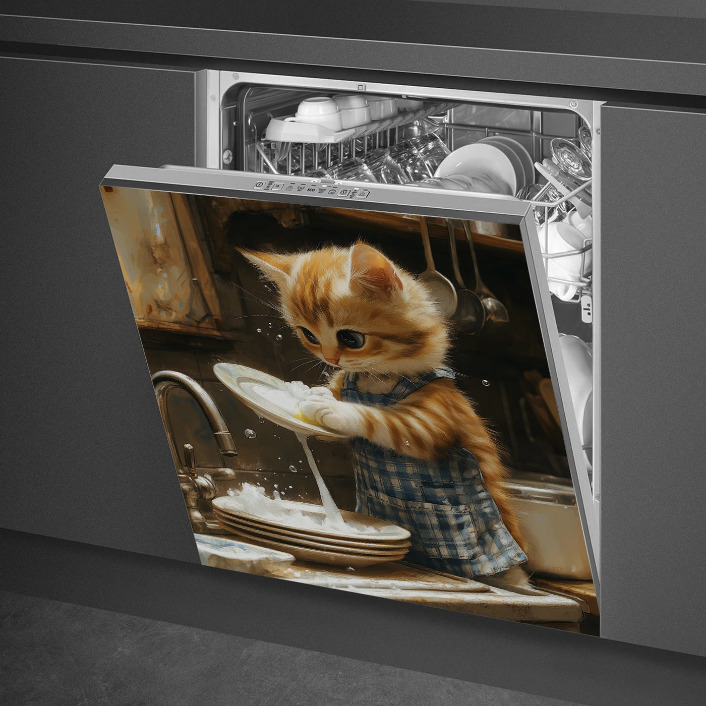 Easy-Clean Magnetic Dishwasher Door Cover - No Glue Needed, Perfect for Kitchen Decor & Stainless Steel Panels, 23.03x25.59 inch
