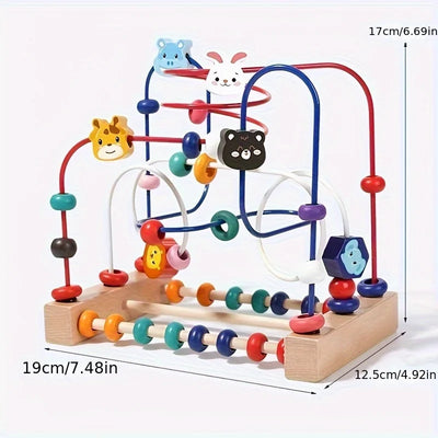 Wooden Toys Bead Maze Colorful Animals Shapes Early Educational Counting Learning Circle Toys Kids Classic Gift For Baby Toddler