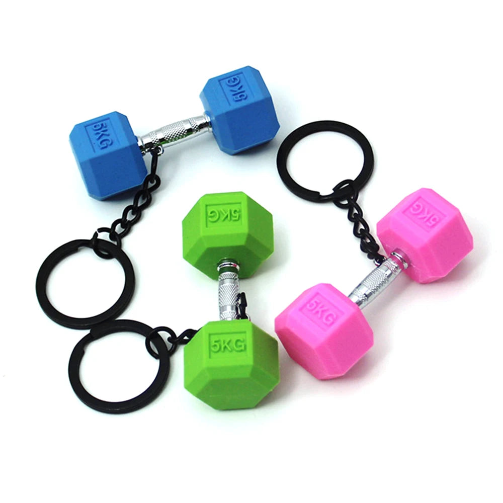 Gym Gifts DIY Barbell Keychain Gym Lovers PVC Charms Bags Keychain Kettlebell Dumbbell Pendant Keychain Jewelry Accessories