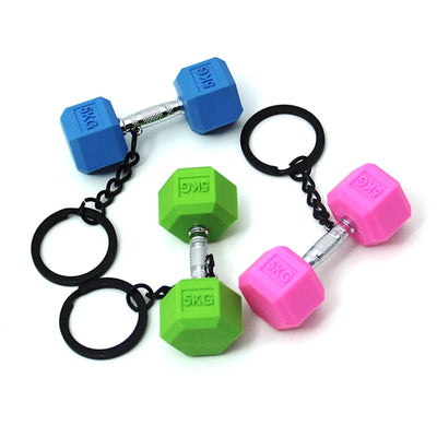 Gym Gifts DIY Barbell Keychain Gym Lovers PVC Charms Bags Keychain Kettlebell Dumbbell Pendant Keychain Jewelry Accessories