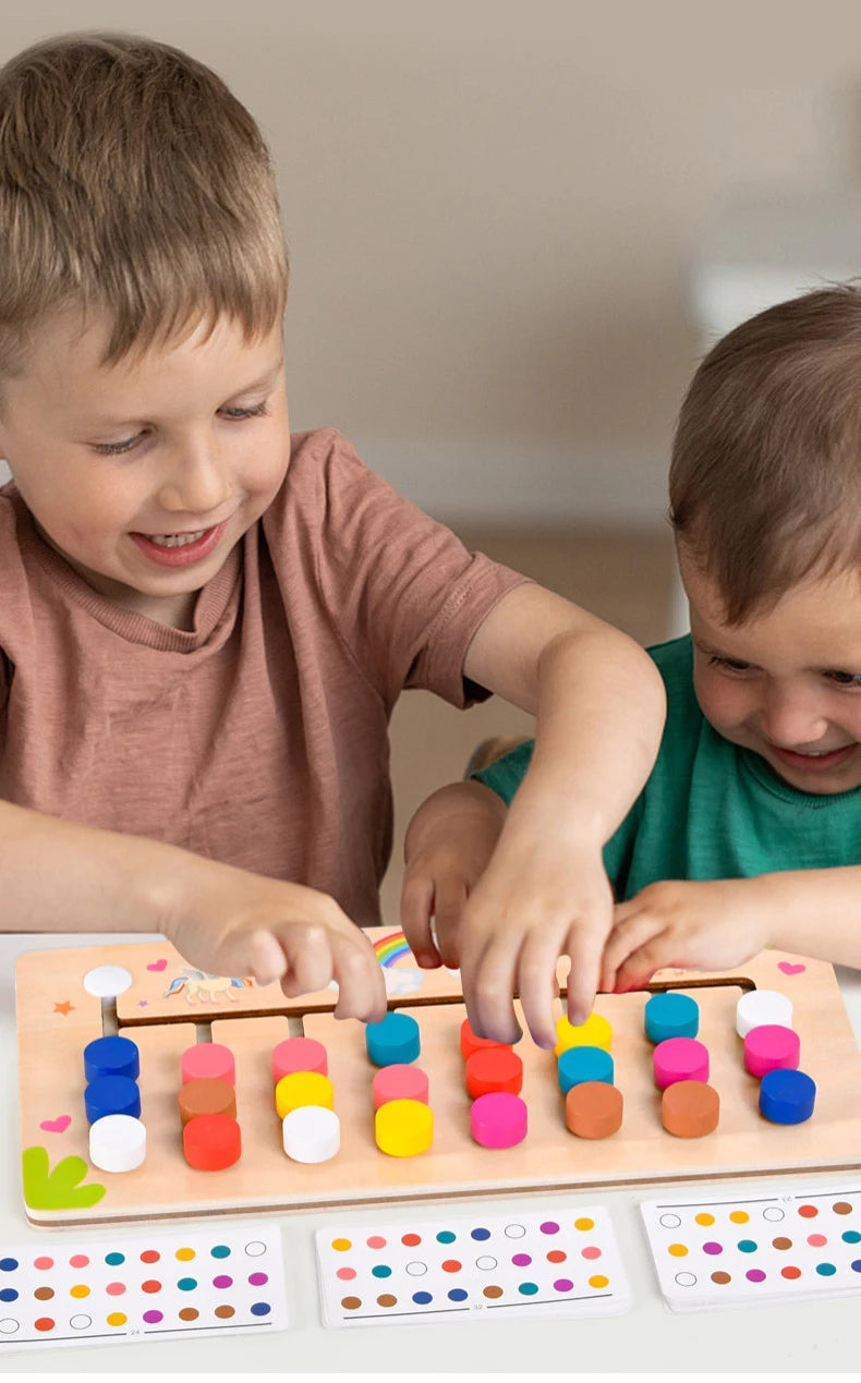 Montessori Learning Toys Mobile Color and Shape Puzzle,Matching Brain Teasers Logic Game Early Educational Wooden Toys for Kids