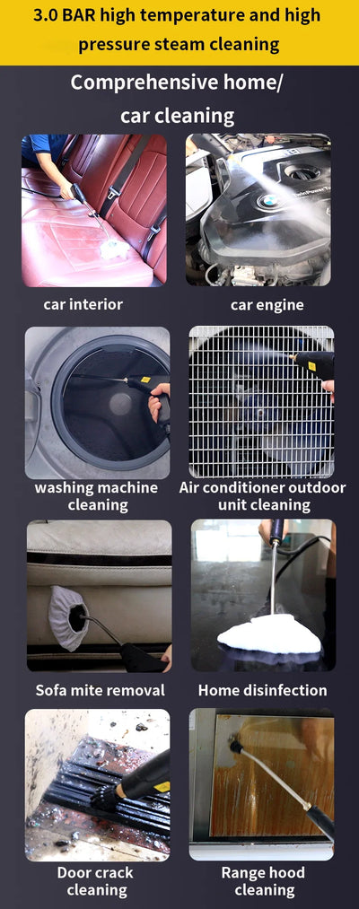 Steam Cleaner High Pressure and Temperature Handhled Steam Mop Commercial Household Air Conditioner Kitchen Hood Car Jet Washer