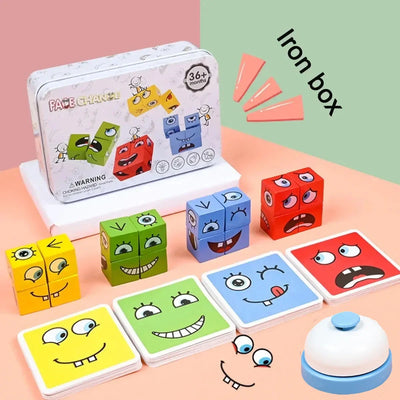 Kids Educational Toys Emotion Change Blocks Expressions Puzzles Children  Cube Games Early Learning Montessori Geometry Face