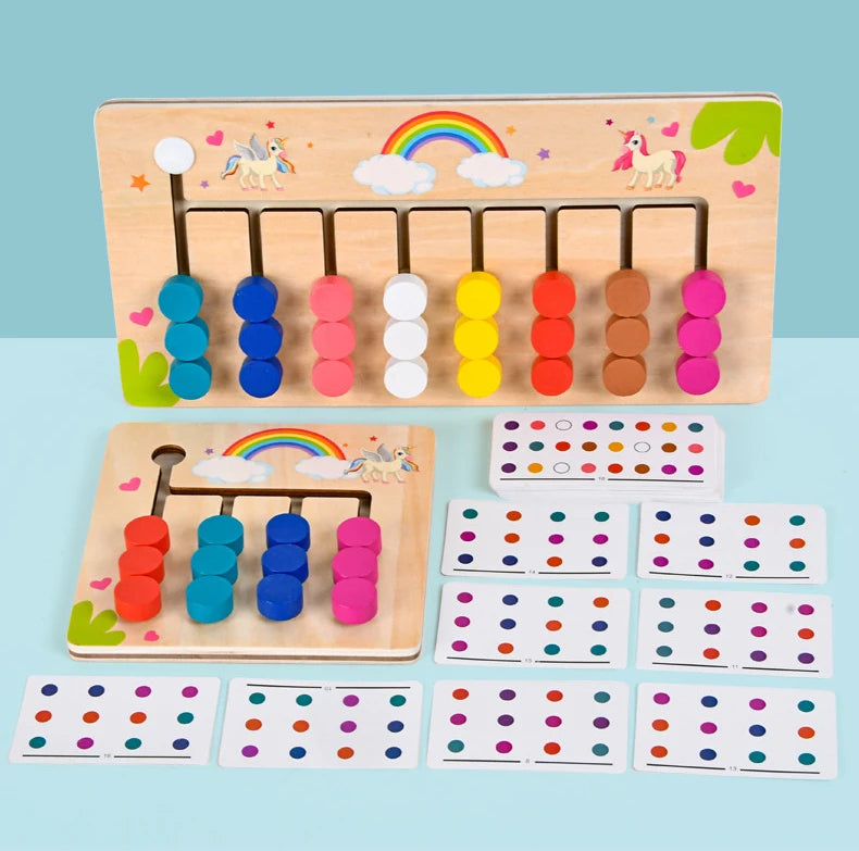 Montessori Learning Toys Mobile Color and Shape Puzzle,Matching Brain Teasers Logic Game Early Educational Wooden Toys for Kids