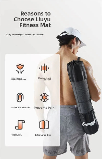 Men's Fitn Yoga Mat Thiened 20mm Wide Long Anti-slip Sports Yoga Mat Home Use Exercise Equipment l Rubber Pure Color