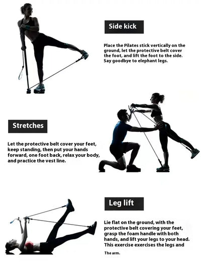 Adjustable Pilates Stick - Portable Fitness Bar with Resistance Bands